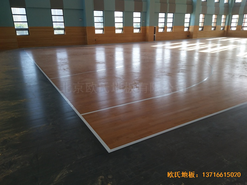 武漢廣阜屯小學清江錦城分校籃球館運動木地板施工案例0