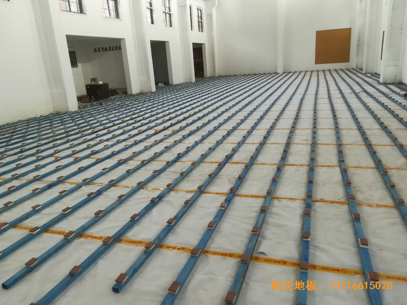 南昌赤練排球館運(yùn)動木地板施工案例1