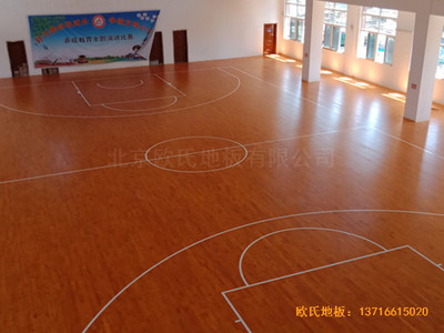 山東菏澤第六實驗小學籃球館體育木地板鋪設案例